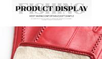 Guantes de piel de oveja para mujer, manoplas cortas de terciopelo fino para pantalla táctil, de cuero, de buena calidad, para invierno, 2226 - details 80