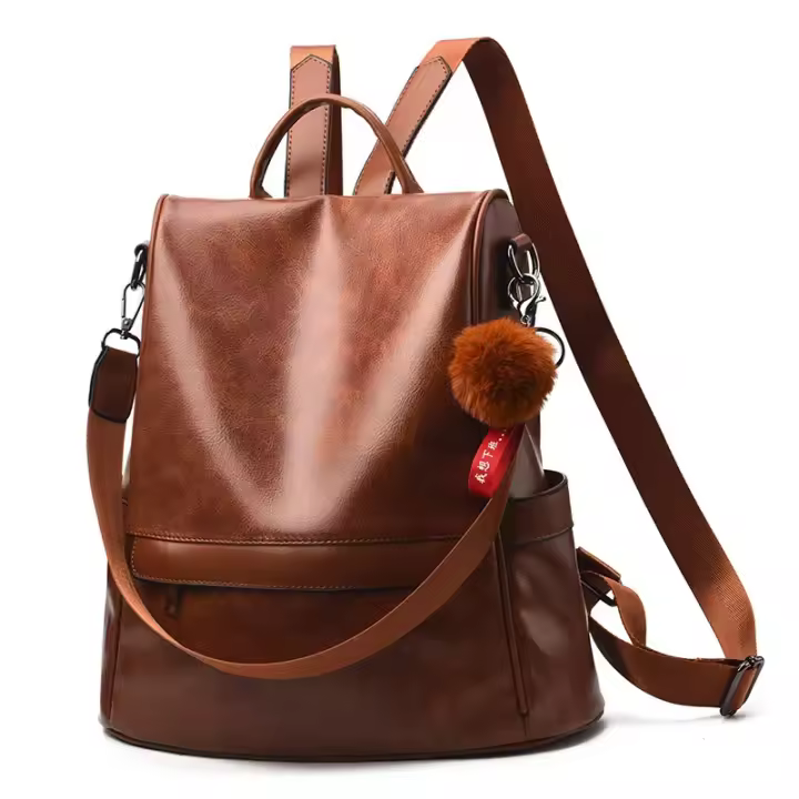 Mochila Vintage de cuero antirrobo para mujer, bolso de hombro de ocio de alta calidad, a la moda - 1