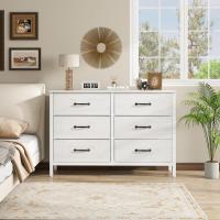 Cómoda con 6 cajones de tela, cómoda de dormitorio blanca, mueble de almacenamiento, muebles de dormitorio, cómoda para cocina, oficina, pasillo, mueble de TV con cajones - details 4