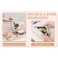 Bolsa de maquillaje impermeable de cuero PU, neceser de viaje multifuncional, portátil, doble capa, almacenamiento, organizador de maquillaje - details 1
