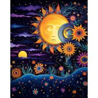 RUOPOTY Pintura por Número Moderna Lienzo de Acrílico de 40x50cm Diseño de Flores Lunares de Noche - details 0