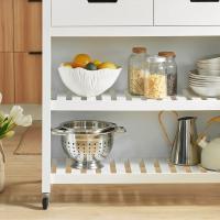 Carrito de Cocina con 2 cajones y 2 estantes, con Tablero Grande, Madera de ingeniería, Blanco, L98 x P58 x H94cm,ES - details 7