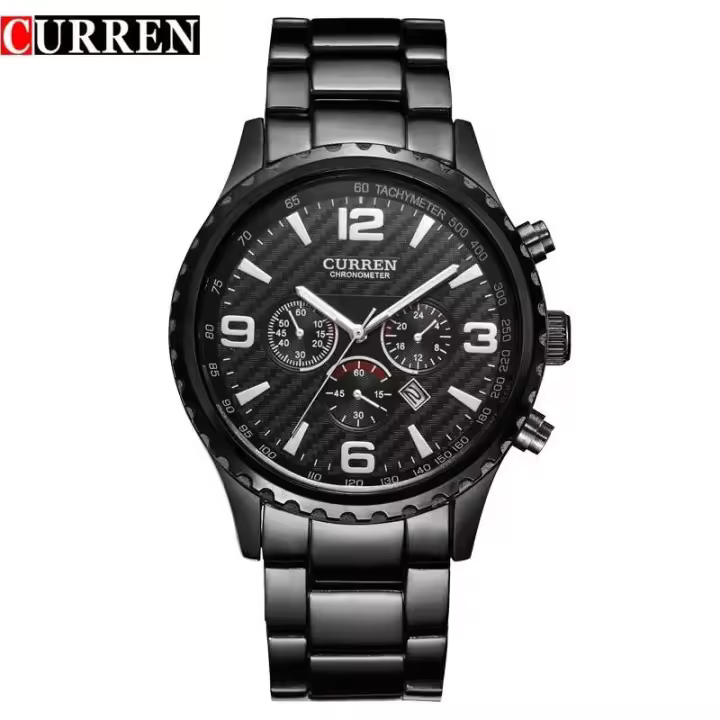 Reloj de Acero Inoxidable con Correa de Negocios Casual CURREN 8056 Calendario de Cuarzo de Lujo para Hombres Resistente al Agua Estilo Formal - 1