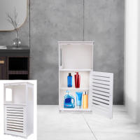 Armario de baño estrecho, mueble de madera independiente con 1 compartimento y 1 armario, 38x28x80 cm - details 8