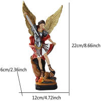 Figura de Resina de San Micael Arcángel Matando Demonio Adorno para Escritorio y Decoración del Hogar Regalo de Luz y Décor - details 0