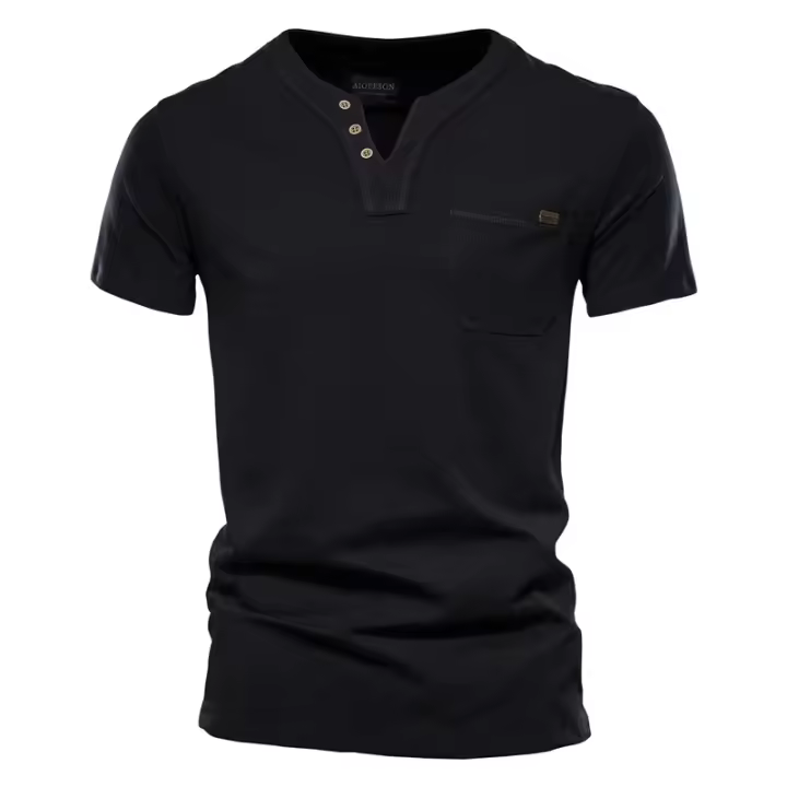Camisetas informales de algodón para hombre del día del padre, camiseta clásica con cuello en V de Color sólido, camisetas de manga corta de alta calidad para hombre - 1