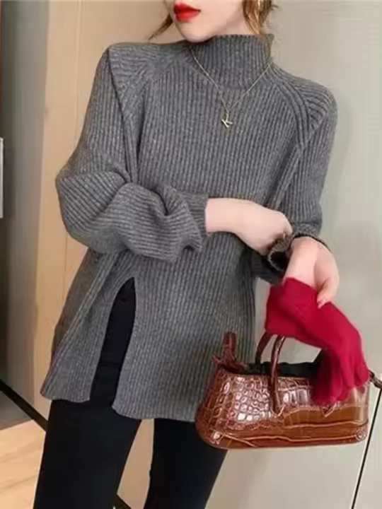 2025 High Ne suéter elegante para mujer, estilo Casual, Otoño/Invierno, botón de horquilla dividido, Top de punto, suave - 1