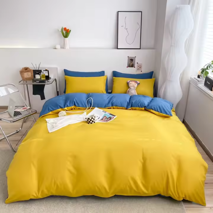 Juegos de ropa de cama para el hogar, edredón de tela agradable para la piel, Color sólido, tamaño King - 1