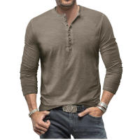 Ropa de hombre Camiseta Slim Fit Manga larga Crew Button Tough Base Top - details 5