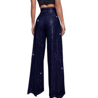 Moda femenina New -End Color sólido Pierna ancha con lentejuelas drapeadas Pantalones casuales para mujer - details 29