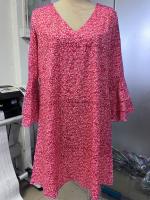 Vestido con volantes y manga de cuarto para mujer, falda de playa con estampado colorido, cuello en V, novedad de verano - details 0