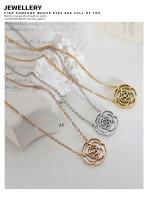 Collar con incrustaciones de diseño de nicho moderno y elegante, versátil, con rosas cálidas, circonita, conchas marinas blancas y accesorios chapados en oro. - details 6
