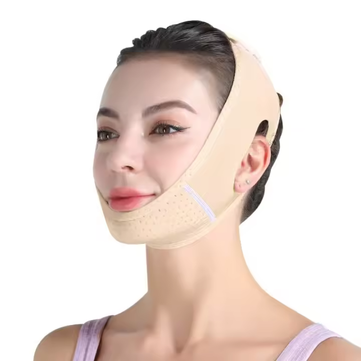Mascarilla de elevación V-Line para mujeres y hombres, reductor de papada reutilizable, adelgazamiento facial y esculpir la línea de la mandíbula, correa de barbilla antienvejecimiento para una piel firme y levantada, diseño cómodo y ajustable - 1