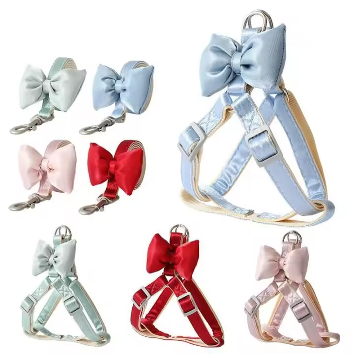 Arnés perro, correa, vestido noche, conjunto de con lazo, bonito arnés ustable perro mascota pequeña y mediana, Collar gato, - 1