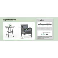 Juego de Muebles de Jardín 3 Piezas, 2 Sillones con Cojines y 1 Mesa