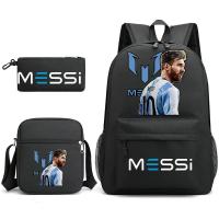 Mochila con estampado de estrella de fútbol Messi, mochila ligera y sencilla para estudiantes de secundaria, 3 piezas - details 2