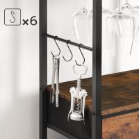 Estantería para Vinos de 6 Niveles con Cajón y Ganchos, Botellero para 16 Botellas con Portacopas y Estantes, Organizador de Botellas de Vino, Vintage y Negro EBF10JJ01 - details 8