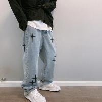 Pantalones Vaqueros Estampados para Hombre Ropa Nueva, Pantalones Vaqueros Holgados de Pierna Ancha, Moda Coreana, Drapados, Rectos, Informales, Sueltos - details 8