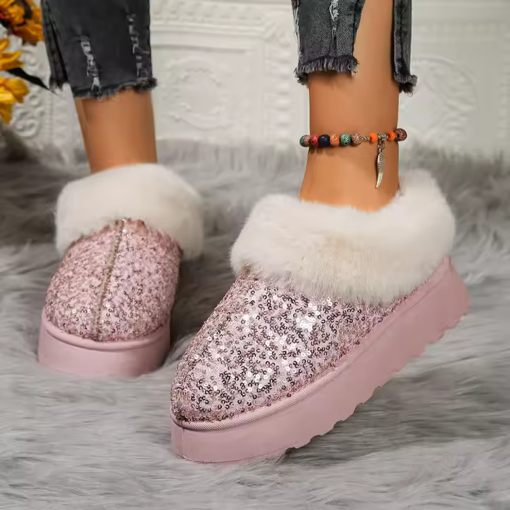 Botas planas informales de nieve cálidas para mujer, con cordones de invierno - 1