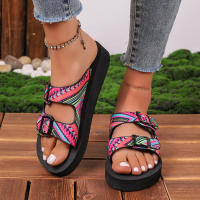 Zapatillas planas con estampado aleatorio para mujer, zapatos informales, sandalias de playa, chanclas para caminar, verano, 2024 - details 3