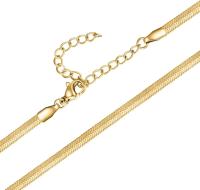 Pulsera para niña, cadena de hueso de serpiente, pulsera de acero inoxidable para niña chapada en oro de 18k y hoja ancha de plata de oro rosa para - details 8