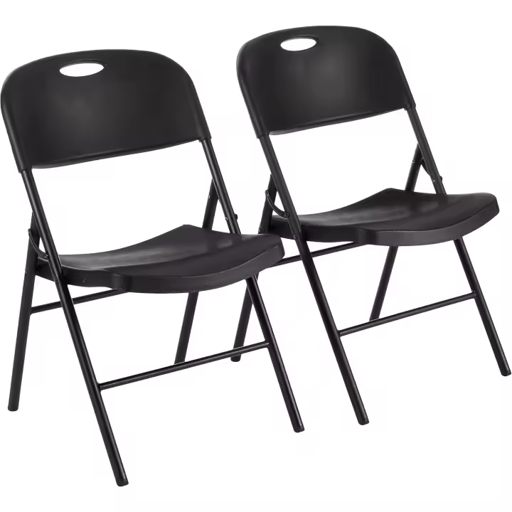 Juego de 2/4 sillas plegables de plástico y metal, sillas de camping, sillas de cocina, para interiores y exteriores, hasta 158 kg - 1