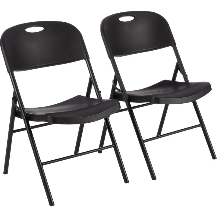 Juego de 2/4 sillas plegables de plástico y metal, sillas de camping, sillas de cocina, para interiores y exteriores, hasta 158 kg - 1
