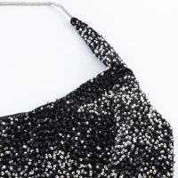 TRAFZA-vestido de noche de fiesta sin mangas para mujer, vestido Midi asimétrico con lentejuelas decorativas, espalda descubierta y cremallera lateral, verano, 2024 - details 4