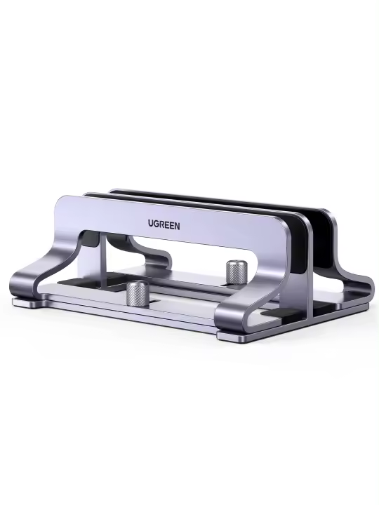 Ugreen Soporte de Portátil Vertical Ajustable 2 Ranuras Compatible con MacBook Pro/Air, Matebook, HP, iPad, Tablet Gris - 1