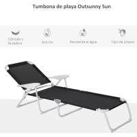 Reclinable y Plegable de Jardín con Respaldo Ajustable en 4 Posiciones Marco de Metal Texteline Transpirable 186x66x80 cm Gris - details 12