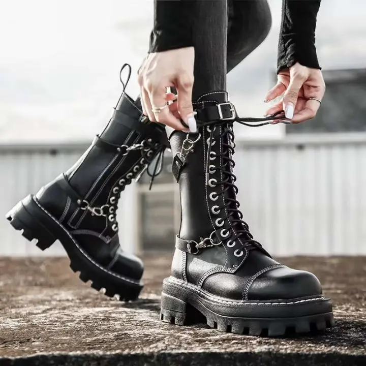 Trabajo impermeable senderismo combate cordones botas de tacón bajo, botines - 1