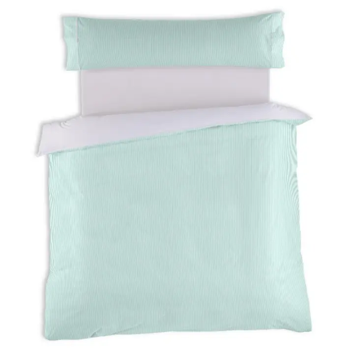 Conjunto de y funda de almohada , color aqua - Cama de 90 (2 piezas) - 100% algodón - 200 hilos. - 1