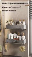 Organizador colgante no perforado, estante para colocar artículos de tocador y toallas, soporte para organización de champú para baño - details 1