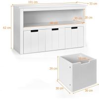 Armario para Juguetes con 3 Cajones con Ruedas, Estantería Infantil de Madera, Mueble de Almacenamiento con Estante Abierto, Contenedor para Habitación Infantil, Oficina - details 5