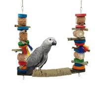 Jaula de madera colorida para loros, juguete resistente a las mordeduras, juguetes para masticar pájaros, cuerda resistente al desgaste, columpio para pájaros, suministros para mascotas - details 3