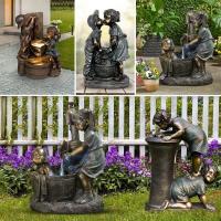 Adornos de jardín besándose para niños, decoración al aire libre, escultura de estatua de niño y niña - details 0