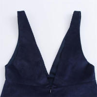 Vestido Vintage Azul Marino para Mujer OUWU Espalda Descubierta, Cremallera, Mini Vestido Elegante con Cuello en V - details 3