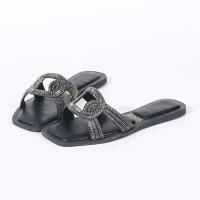Y Sandalias de diamantes Moda Zapatillas de playa planas con punta abierta para mujer - details 8