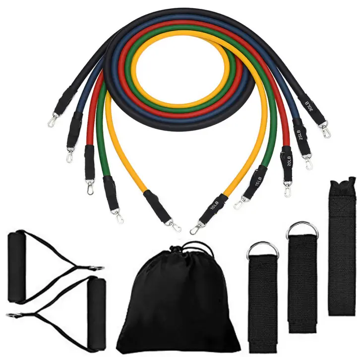 Bandas de resistencia para ejercicio de 11 piezas para hombre y mujer, bandas de goma para Fitness, gimnasio, entrenamiento de fuerza, Yoga, Pilates, deporte - 1