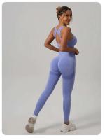 Conjunto de 2 uds de Yoga para mujer, sujetador con espalda hueca + pantalones cortos deportivos para levantamiento de cadera, conjunto de gimnasio sin costuras, ropa deportiva, chándal - details 13