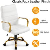 Silla Giratoria de Oficina Sillón de Trabajo con Respaldo Tapizado Asiento Sintético Altura Ajustable Negro - details 17
