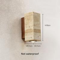 Lámpara de pared wabi-sabi de estilo japonés con piedra de travertino amarilla, lámpara de pared de salón comedor para dormitorio, apliques de pared retro de diseño para exteriores - details 5