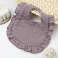 Babero de gasa para niños y niñas, algodón puro, color caramelo, cómodo babero para Saliva, toalla de Saliva de encaje de color sólido para bebé, productos para bebé - details 3