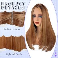 Entre las mujeres naturales de Europa y América hay pelucas de seda de alta temperatura y alta tinte, pelucas largas y rectas ligeramente rizadas y cubiertas para el cabello. - details 3