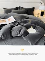 Funda de edredón de terciopelo de cristal cálido, bordado sólido, juego de cama de lujo para pareja, tamaño queen y king, Invierno - details 3