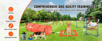 SucceBuy Equipo de entrenamiento de agilidad para perros, obstáculos altos ajustables, postes de tejido, túnel, anillo de salto, caja de pausa, silbato, cuenco plegable, kit de carrera de obstáculos para cachorros con 2 bolsas - details 0