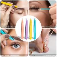Aguja De Cejas De Acero Inoxidable Colorida Herramienta De Maquillaje Para Eliminar Cabello Fino Con Pinzas Slanted - details 0