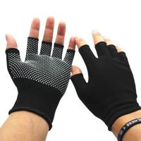 Guantes deportivos a prueba de viento de Color sólido para montar, protección solar, guantes elásticos para hombre, guantes de medio dedo, guantes de nailon, mitones antideslizantes - details 3