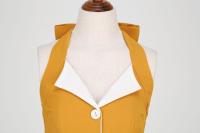 Hepburn-falda retro para mujer, color de choque, solapas, espalda abierta, cuello colgante, vestido de fiesta - details 4