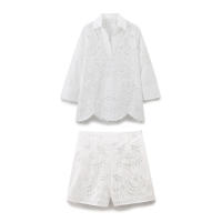 Conjunto Elegante de Verano para Mujer Pantalones Cortos de Cintura Alta, Top de Manga Corta, Traje Holgado con Borla, Novedad de Verano - details 3